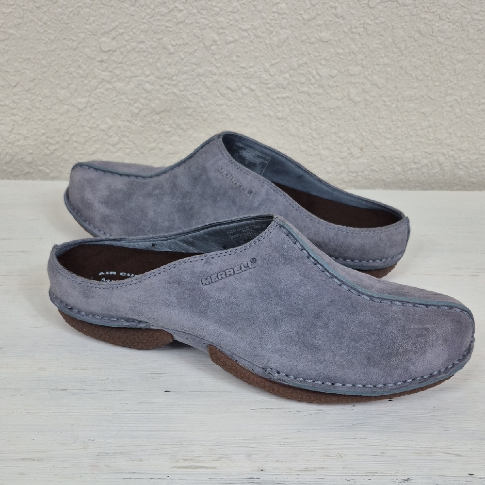 Merrell Duet Groove Women's Slip On Suede Clogs/Slides Denim Blue Size 8.5